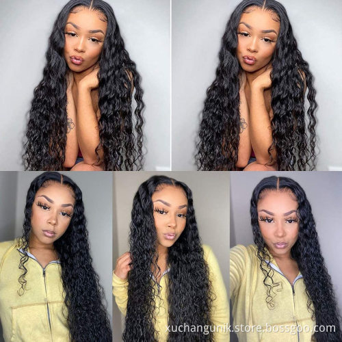 Uniky Water Wave Raw Indian Virgin Human Hair Hd Full Lace Front Wig Human Hair Transparent Lace Frontal Wig For Black Women